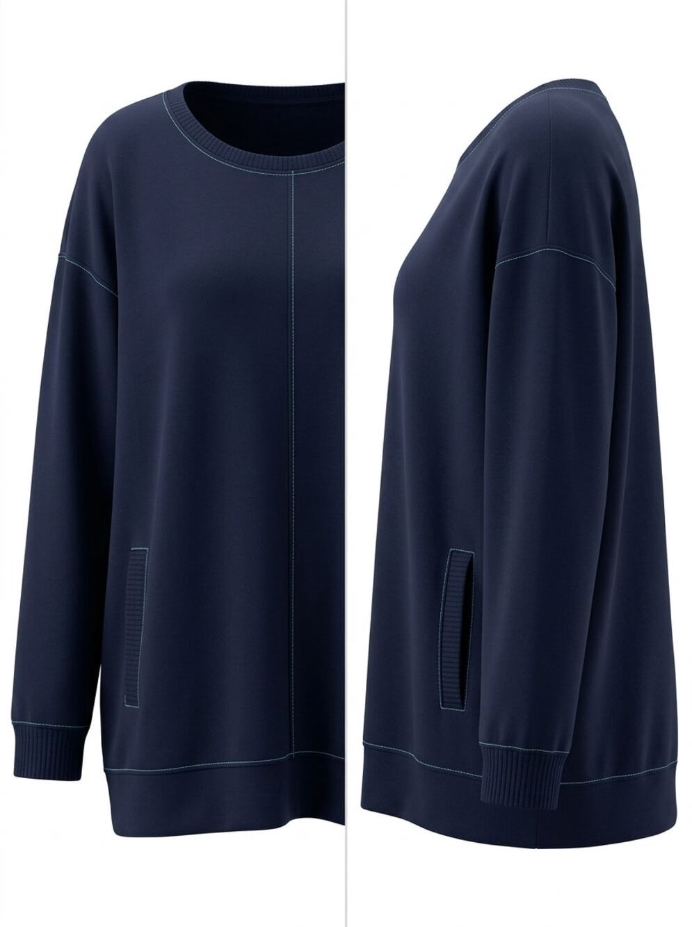 Chico's Zenergy Navy Blue Knit Pockets Pullover Sweater Women Size 16/18